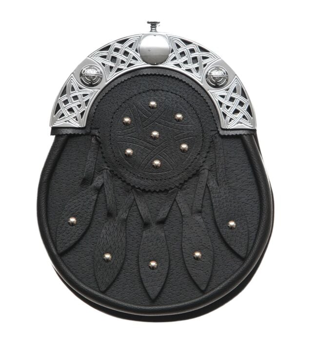 Economy Leather Hunting Sporran with Cantle (Standard Pipe Band Sporran)