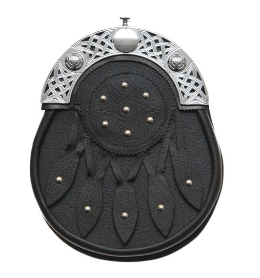 Economy Leather Hunting Sporran with Cantle (Standard Pipe Band Sporran)